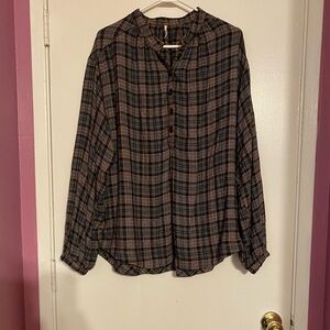 Free People Plaid Button-Up Tunic